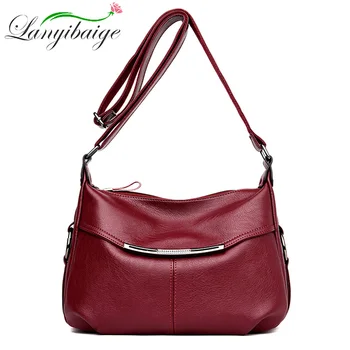 

LANYIBAIGE Women's Bags leather shoulder bags for women2019 Fashion tote Crossbody Bag Solid color Lady handbag Sac A Main Femme