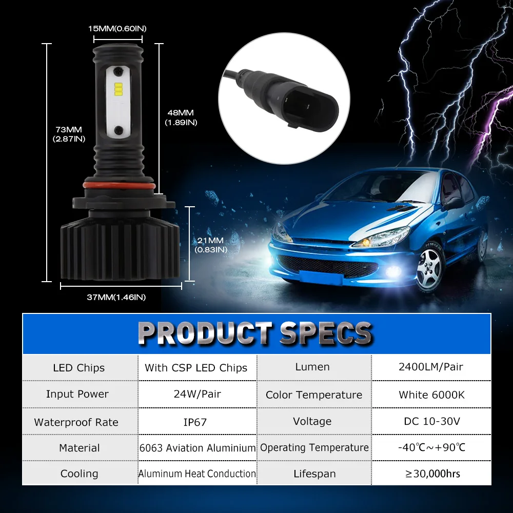 NOVSIGHT 9006 9005 H7 H11 H8 H9 автомобиля светодио дный Противотуманные огни светодио дный лампы 2400LM туман Light 6000 K холодный белый