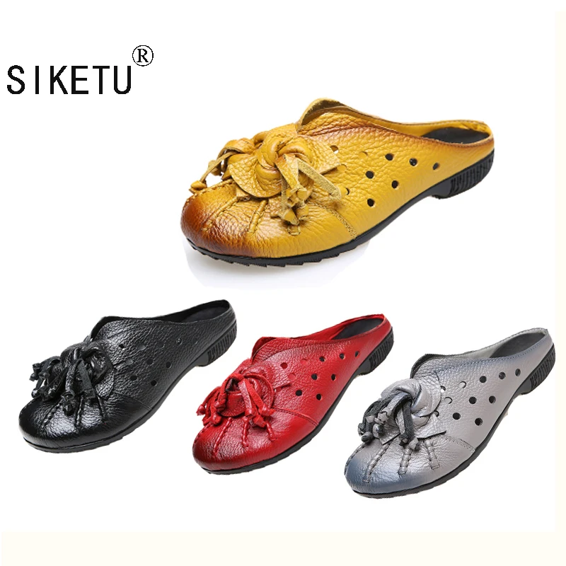 SIKETU Casual Leather Shoes Baotou Women Flat Sandals And Slippers Comfortable National Wind Flowers Handmade Shoes SIKETU Casual Leather Shoes Baotou Women Flat Sandals And Slippers Comfortable National Wind Flowers Handmade Shoes