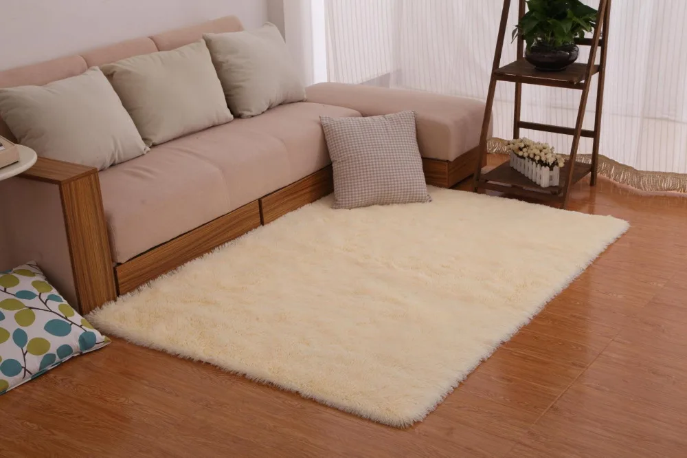 Soft Fluffy Shaggy Rectangle Carpet Floor Mat Living Room Decorative