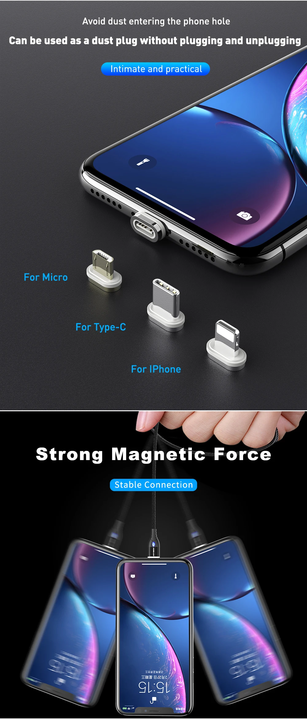 KEYSION 3A Магнитный USB кабель для iPhone Micro usb type C кабель Быстрая зарядка магнит зарядное устройство Micro usb кабель для samsung Xiaomi