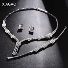 XIAGAO Parure Bijoux Femme Sets of Jewelry Necklace Earring Bracelet Women Crystal Wedding Decorations Costume Jewelery Sets