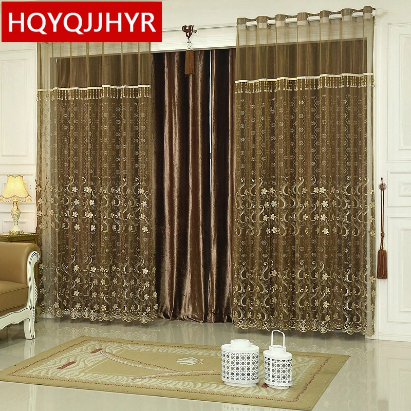 

2016 hot Europe luxurious decorative full shade curtain fabric for the living room high-grade Voile Curtain for Bedroom /Kitchen
