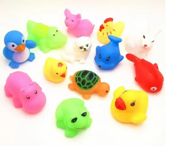 

1pcs Lovely Animals Colorful Soft Rubber Float Squeeze Sound Squeaky Bathing Toy For Baby