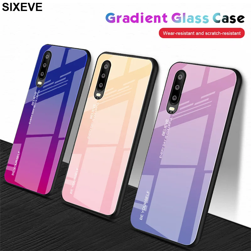 

3D Color Tempered Glass+Silicon Case For Huawei P20 P30 Pro Lite honor 9 Lite 10 P smart Mate 10 20 Lite Pro Cell Phone Cover on