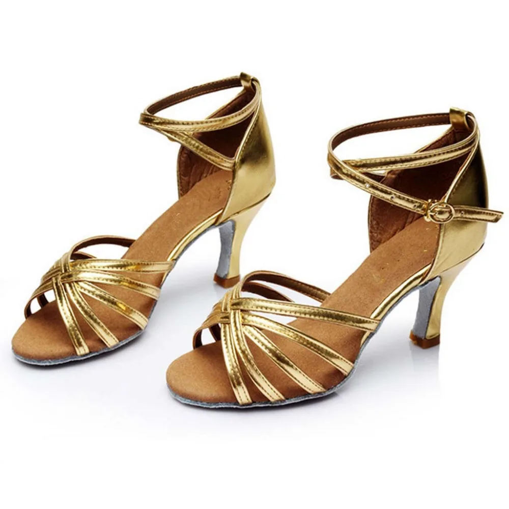 

2019 Girl Latin Dance Shoes Med-Heels Solid Summer Fashion Shoes Satin Shoes Party Tango Salsa Dance Shoes