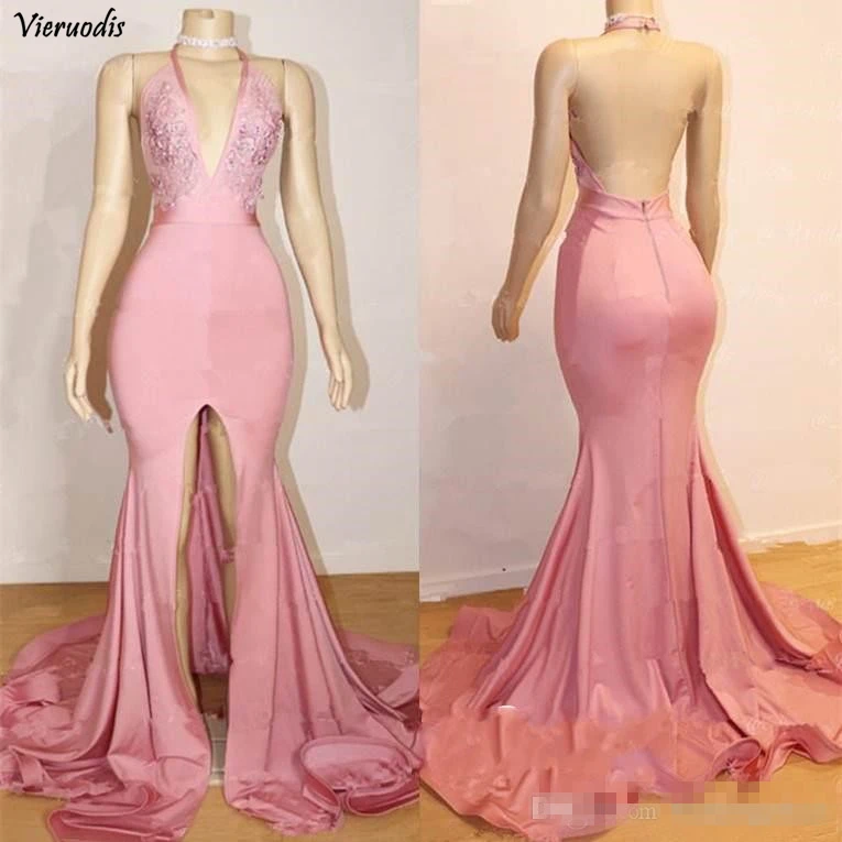 

2019 Sexy Off-Shoulder Mermaid Prom Dresses Sweep Train High Split With Applique Sleeveless Evening Dresses Party Gowns