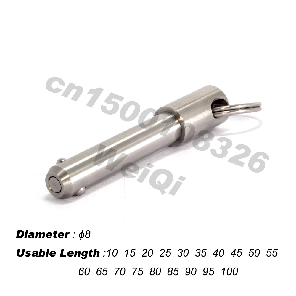 L = 100 6 mm D1 = Rocker Ball Locking Pin with Ring Clip Stainless Steel Self-Locking k0746.01506100 1 