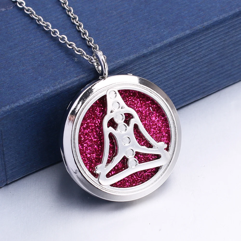 

1pc Magnetic Open Tree of Life Lotus Yoga Pendant Stainless Steel Necklace Aroma Perfume Essential Oil Diffuser Locket Necklace