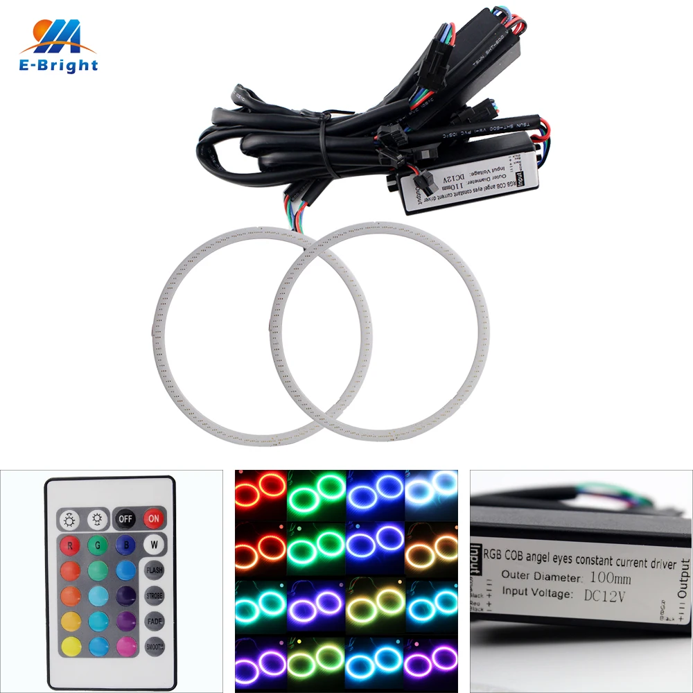 COB RGB Halo Кольца 60 мм 70 80 90 95 100 105 110 115 120 м светодиодный фонарь для автомобиля