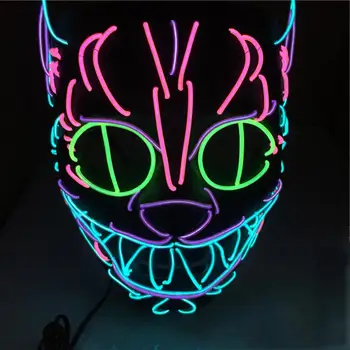 

Halloween Luminous Mask Cat Head El Cold Light Led Luminous Mask Cosplay Led Luminous Mask Festival Party Decoration