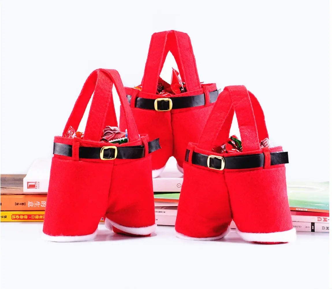 

FANLUS Christmas Candy Bag Santa Pants Gift and Treat Bags with Handle Portable Candy Gift Baskets Gift Wrap for Wedding