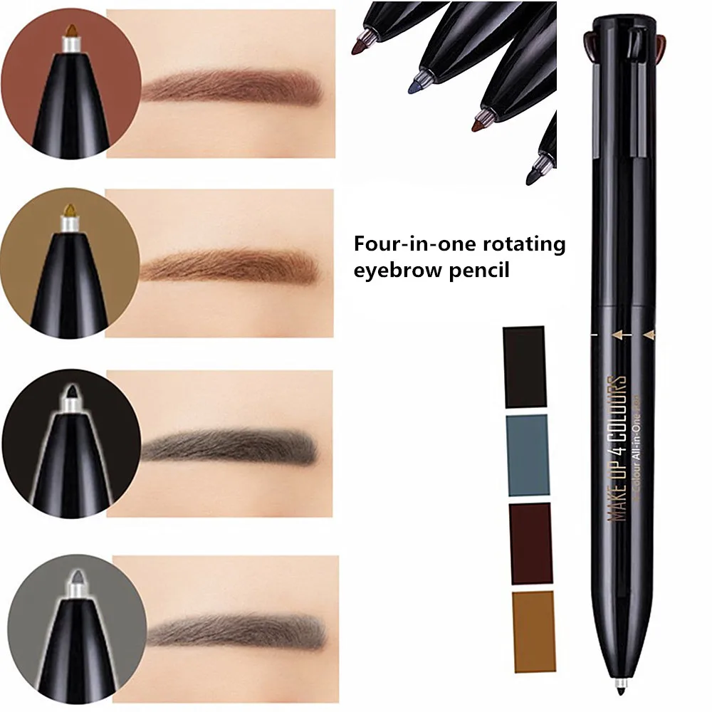 

Multifunctional Four-color One Automatic Rotating Eyebrow Pencil Liquid Tattoo Pen Sketch Durable Waterproof Facial Makeup