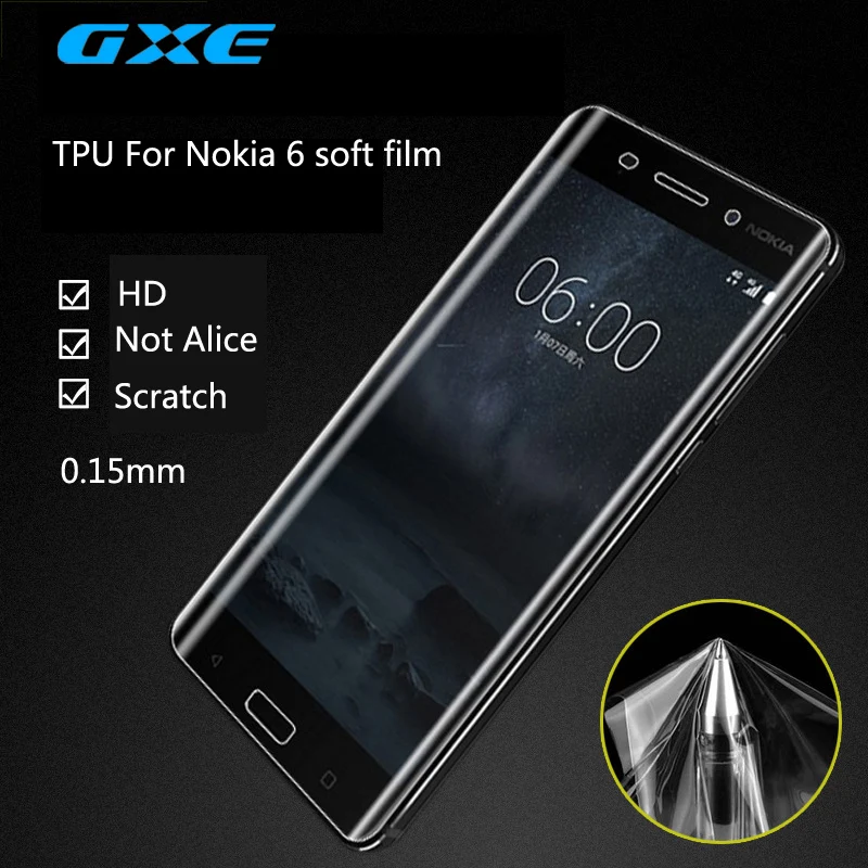 Мягкая термополиуретановая пленка GXE для Nokia 6 3D изогнутая полноразмерная