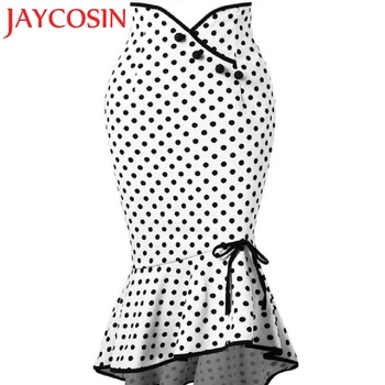 

JAYCOSIN 2020 Fashion Women Sexy Casual Polka Dot Botton Ruffles Tight-Fitting Hip Party Skirt Dropshipping 30p