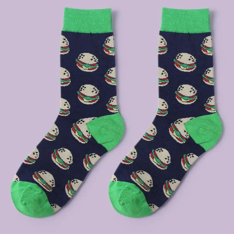 Women Cute Fruit Food Socks Coffee Avocado Apple Cherry Hamburger Egg Donuts Crew Sock Women Cotton Socks For Female Girl