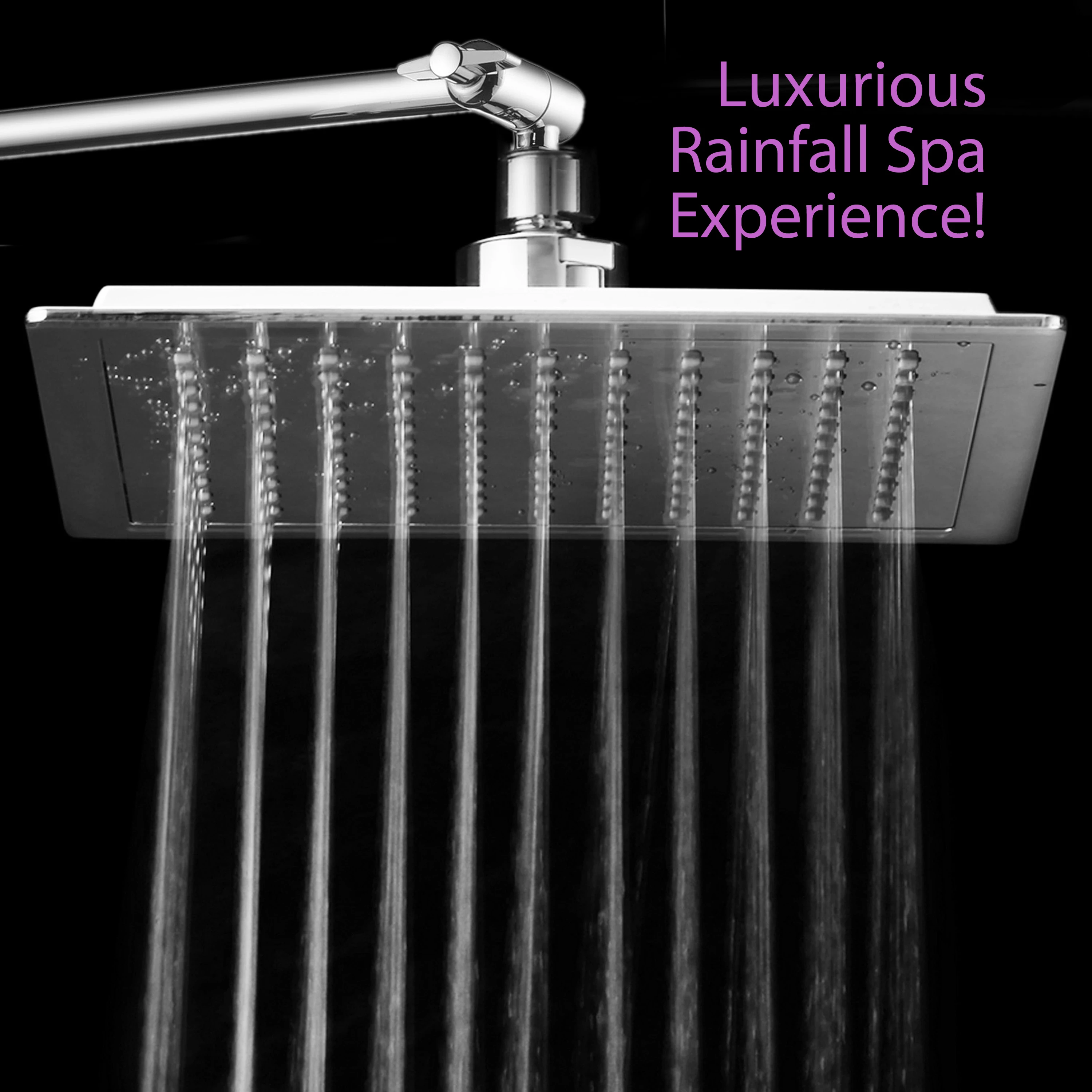 AquaSpa 9-inch Square Rain Shower Head and FREE 11 Inch Solid Brass Adjustable Extension Arm (3)