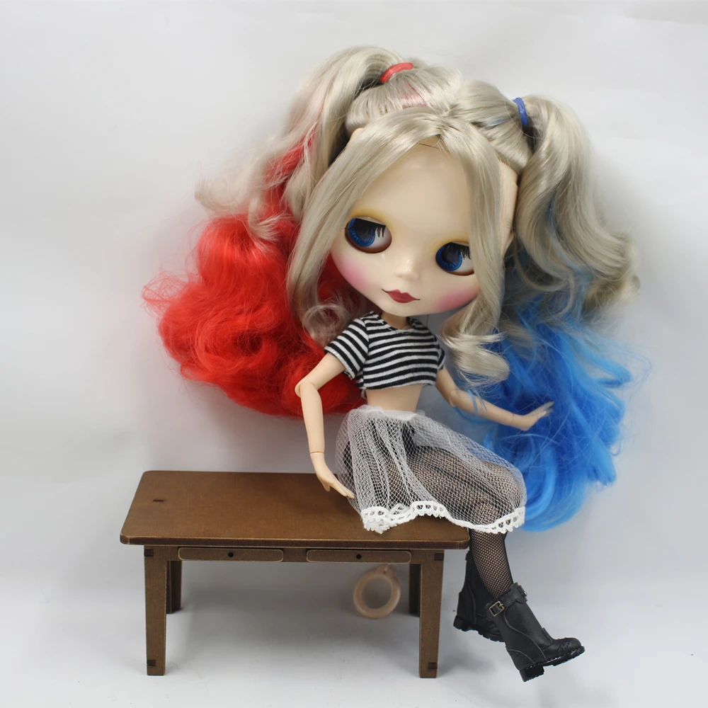 Ледяной обнаженный завод Blyth кукла Харли Куинн No.260BL3167/1061/6208 красный синий микс