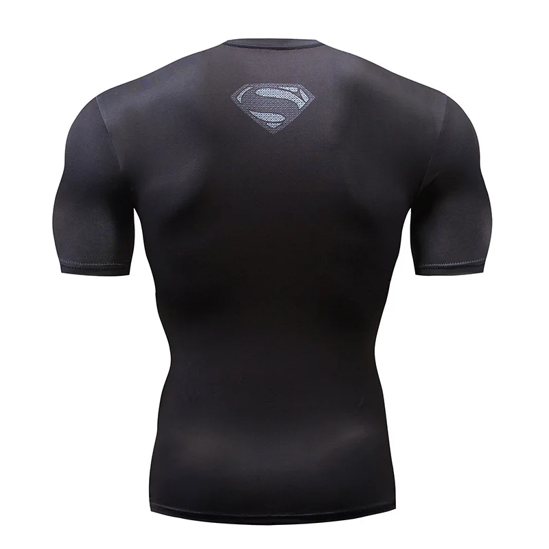 Классическая мужская футболка для бега с рисунком Супермена и рашгарда, мужские футболки с коротким рукавом для футбола, мужские компрессионные колготки, одежда для фитнеса и спорта