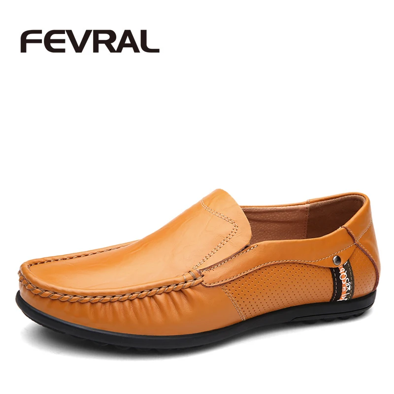 FEVRAL Summer Genuine Leather Business Casual Shoes Men Breathable