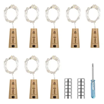 

8pcs 18 LEDs String Light Copper Wire Wine Bottles Cork Lights Lamp Battery Powered for Christmas Wedding Party Decoration