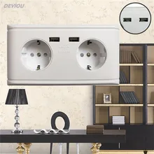 SJ-EU151 2.4A Wall Dual Plug Socket Phone Charger Screw Dual USB AC DC Port Electric Shock Portable Office Hotels Houseware