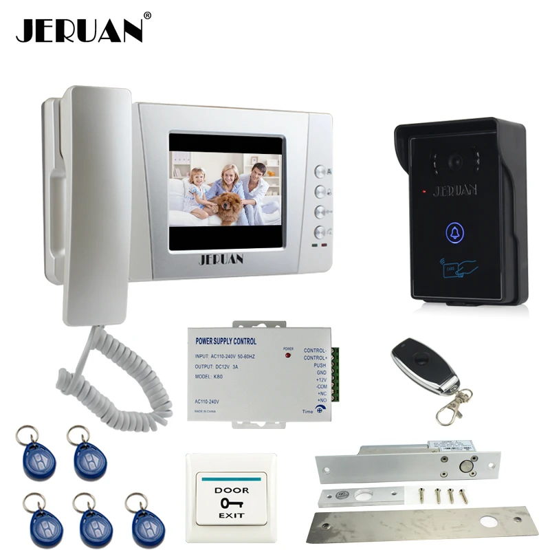 JERUAN дома 4,3 ''ЖК-дисплей телефон видео домофон Системы комплект 700TVL RFID Водонепроницаемый ИК ночного видения Камера дистанционный пульт