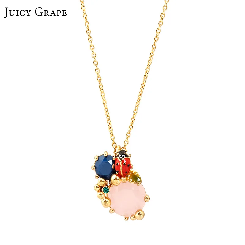 New Arrivals Enamel Glaze Concise Joker Insect Ladybug Crystal Necklace Clavicle Chain Gold-plated Mixed Batch Woman | Украшения и