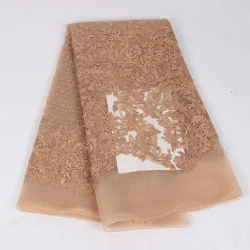 

African fabrics 2018 Latest design gold/white sequins tulle lace fabric for women dress french lace fabric S36-1