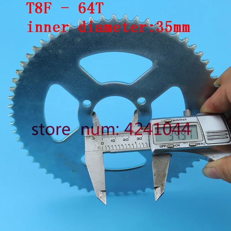 T8F 64T Rear chain Sprocket Silver 35mm 64 Tooth For 47cc 49cc Mini Dirt Baby Cross Motard Bikes Motoparts