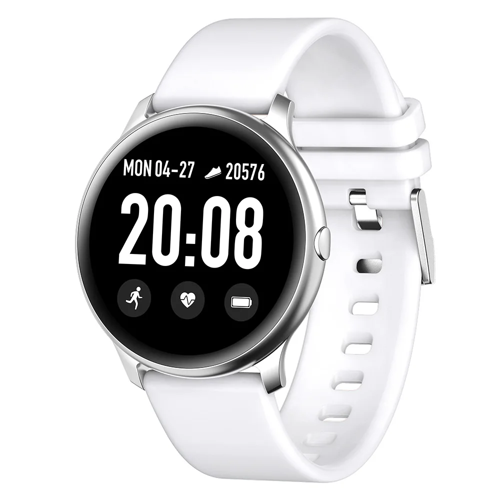 KW19 мужские смарт-часы водонепроницаемый монитор сердечного ритма для IOS samsung huawei спортивные умные часы Pk CF18 DT88 S9 H1 часы - Цвет: white