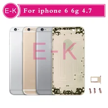 10pcs/lot Black Silver Gold Grey Rose Gold For iphone 6 6G 4.7 metal battery door housing cover buttons Sim Tray