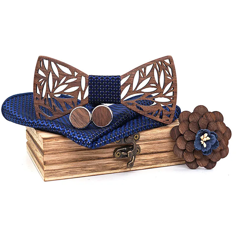 Цветочный деревянный галстук-бабочка галстук набор для мужчин платок галстук бабочка полые бабочки Свадебный костюм аксессуары