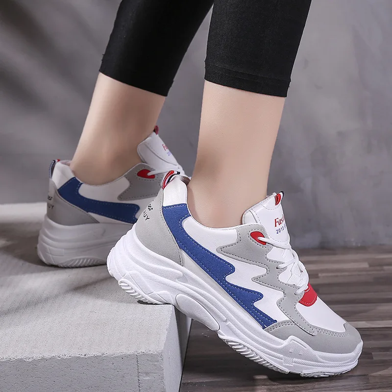 

New Spring Fashion Women Casual Shoes genuine pu Leather Platform Shoes Women Sneakers Ladies White Trainers Chaussure Femme