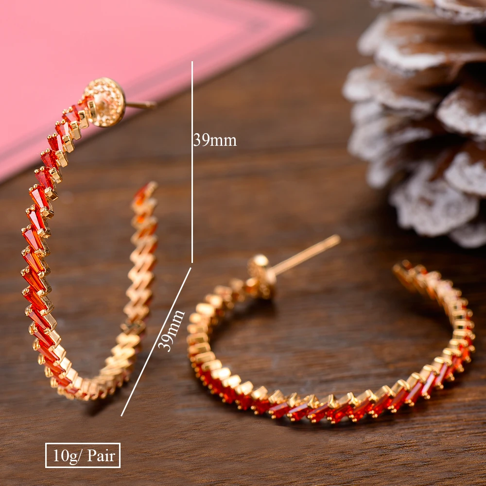 GODKI 39mm Luxury CZ Cubic Zircon Statement Big Hoop Earrings For Women Wedding DUBAI Bridal Hoop Earring 2019
