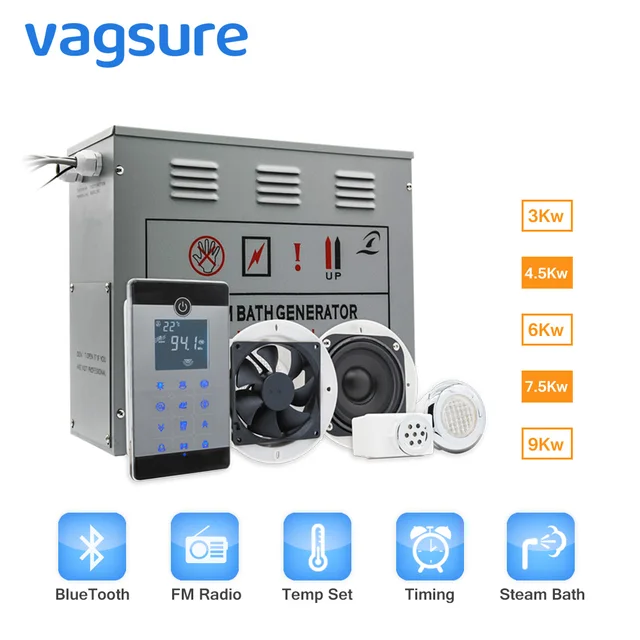 3KW 9KW 240V/380V Steam Bath Generator Portable Spa Sauna Bathroom