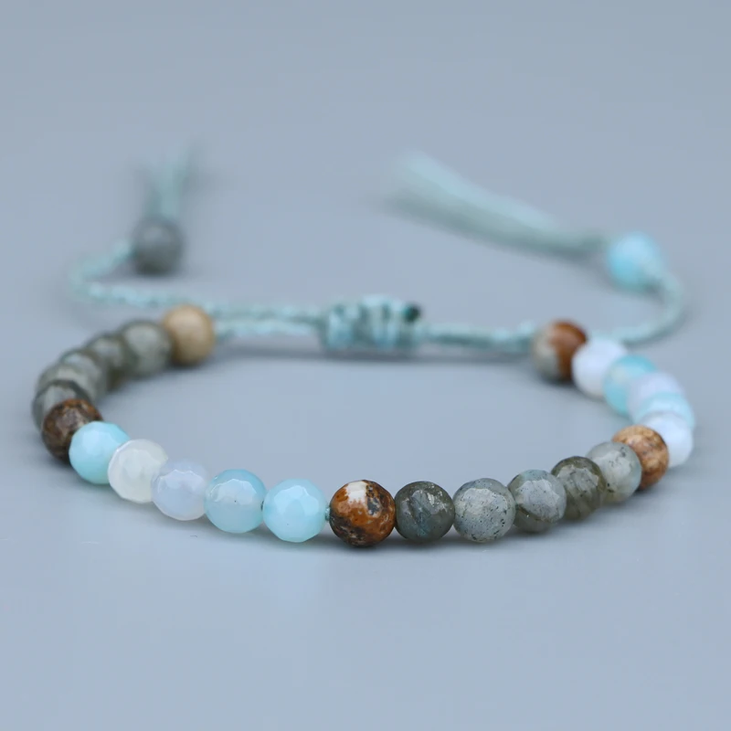 

EDOTHALIA Fashion 6mm Faceted Natural Stone Women Bead Bracelet With Cotton Tassels Handwoven Jewelry Drop Shipping