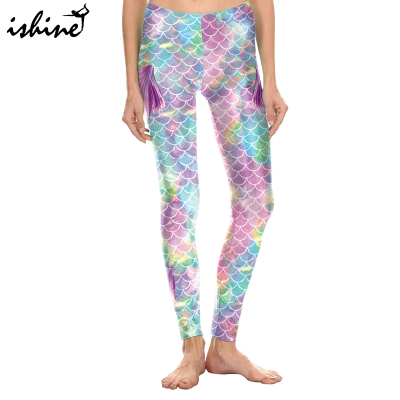 2018 3D Digital Print Yoga Pants Women Mermaid Fish Scale Leggings
