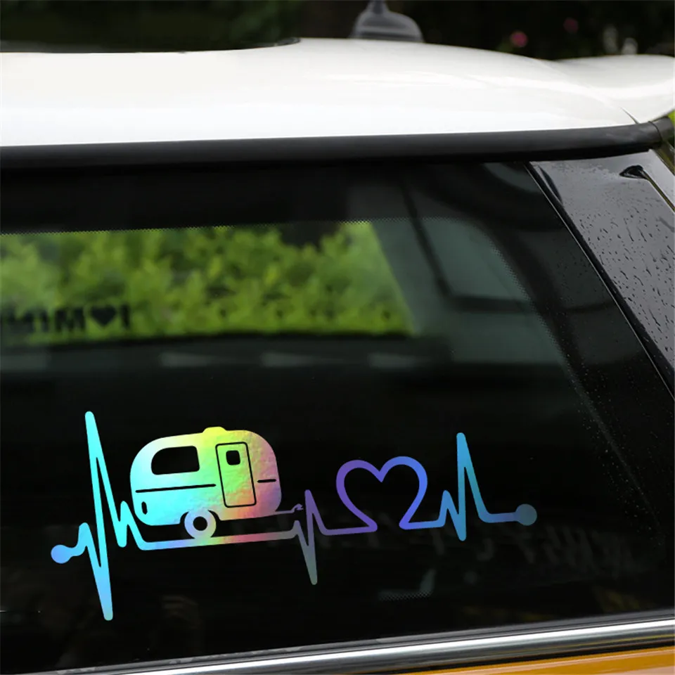 Creative Camper Travel Hiker Camper Heartbeat Vinyl Car StickerDecal  (4)