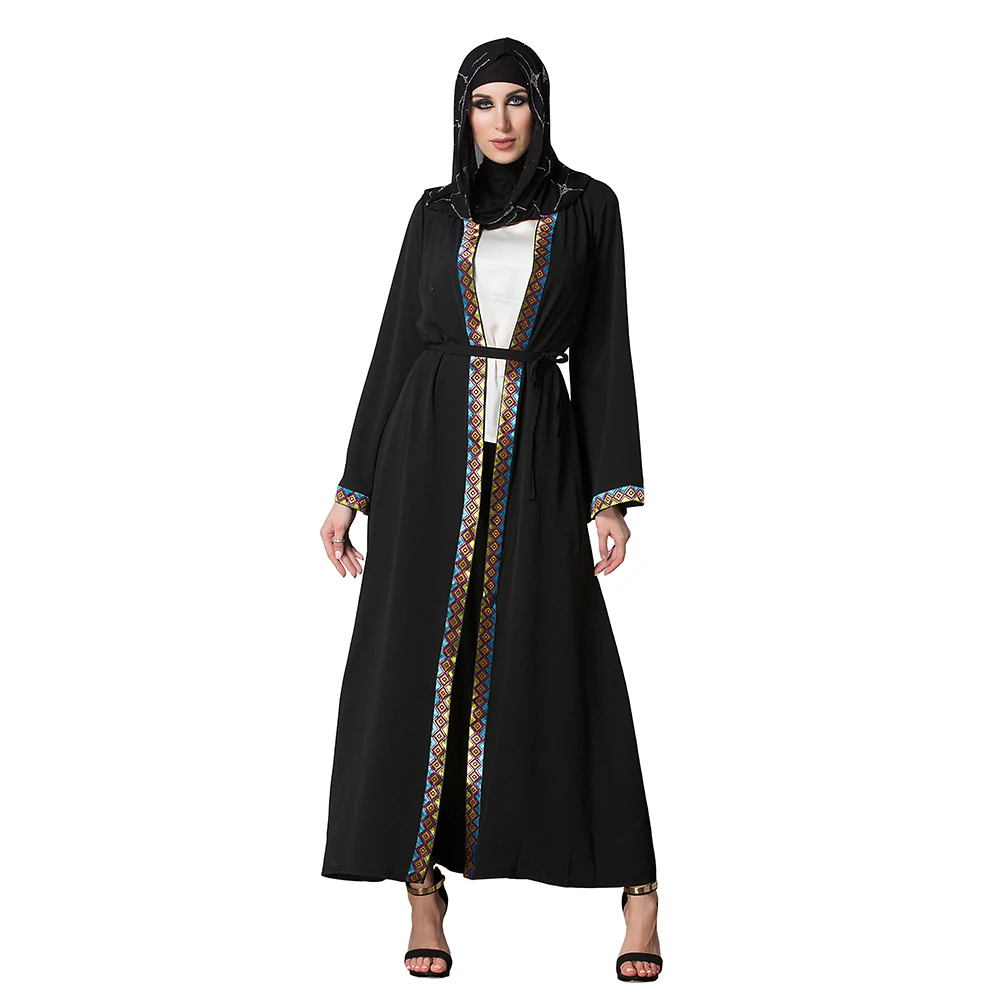 Adult Print Retro Pacthwok Flare Sleeve Malaysia Turkish Islam Muslim Abaya Dress Arab Robes Cardigan Worship Service Plus M-5XL |