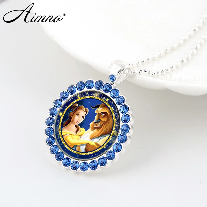 The Beauty and the beast 2017 Pictures Long Necklace Simulated Diamonds
