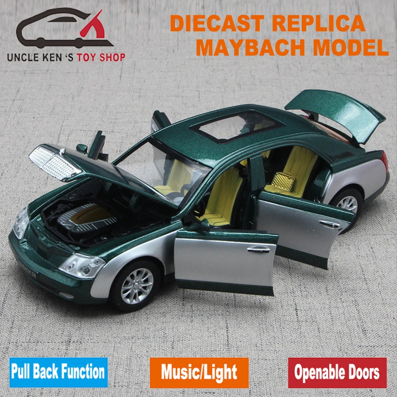  17.5CM Length Maybach Diecast Model Car Toys For Children With Gift Box/Six Openable Doors/Music/Li