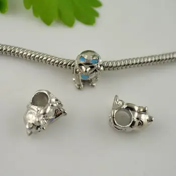 

High Quality 100pcs Mix Fortune Cat Charm Big Hole Bead For European Bracelets