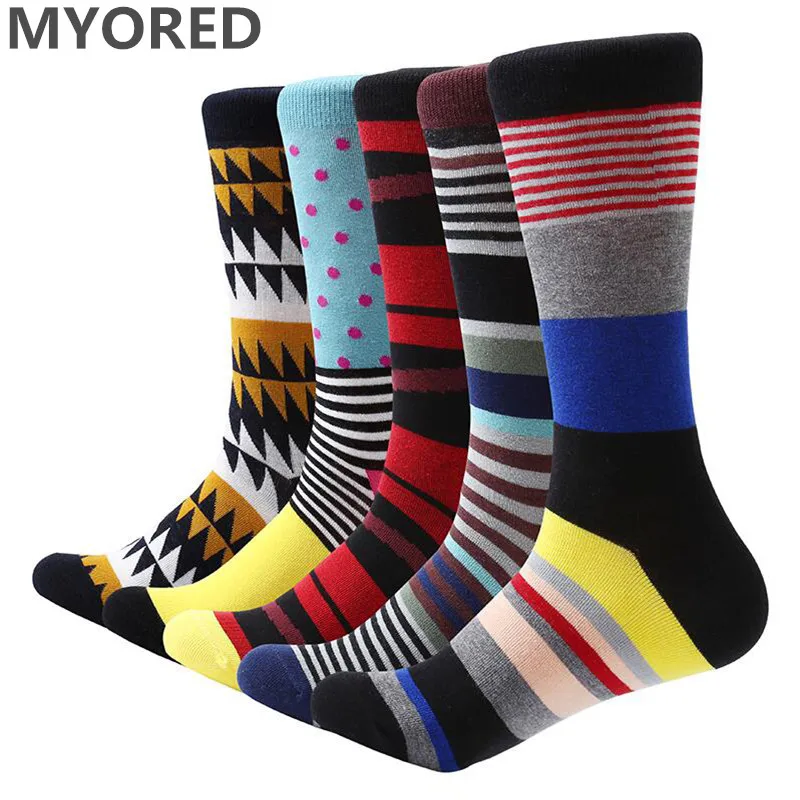 Носки MYORED мужские 5 пара/лот хлопковые разноцветные забавные носки классическое