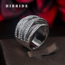 Hibride роскошь микро CZ камень инкрустированный Модные женские Кольца Anillos женское кольцо для вечерние показать обручальные подарки R-205