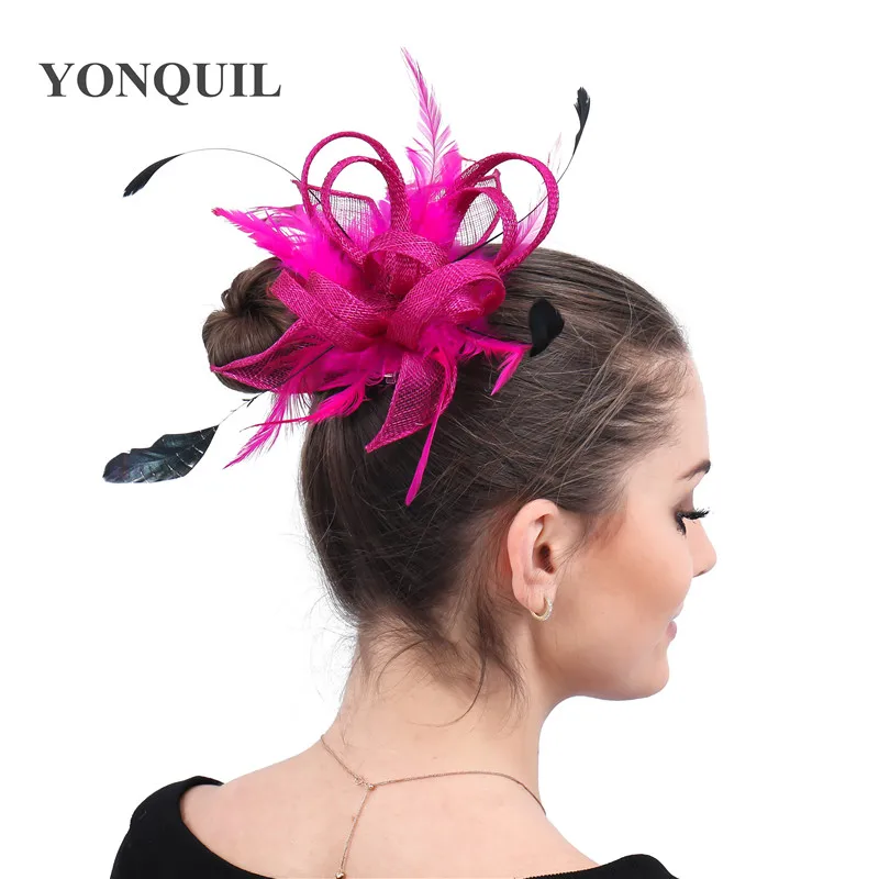 

New Color Sinamay Wedding Women Headwear Formal Ladies Fashion Fascinator Hair Accessories With Fancy Feathers Headdress Dinner