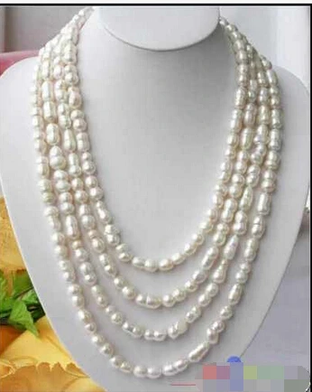 

Free shipping@@@@@ 80"16MM WHITE BAROQUE DOUBLE FW CULTURED PEARL NECKLACE P1512