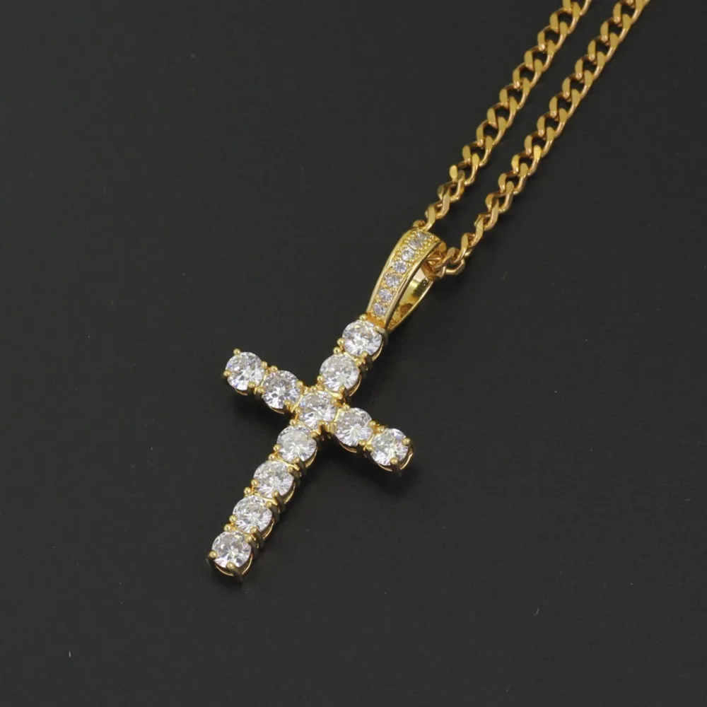 Кулон в стиле хип-хоп Anha с крестом, медная установка, CZ камни, ожерелье, ювелирные изделия для мужчин и женщин CN019