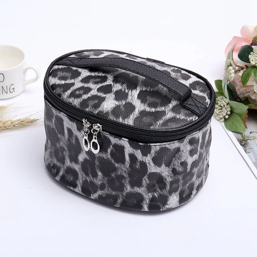 Леопардовая профессиональная косметическая сумка, чехлы, Новая модная женская сумка-Органайзер для путешествий, косметичка