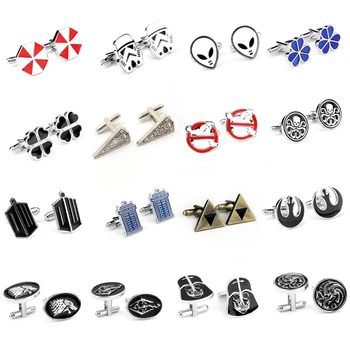 

Film cufflinks high quality Star Wars dragon wolf head Ghostbusters Doctor Who cufflink For Men Party Shirt Jewelry gift